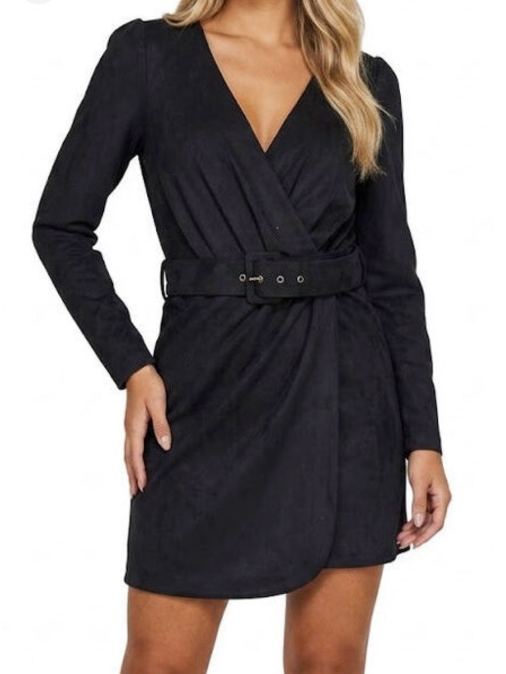 Jason Wu Black Faux Suede Belted Mini Dress
Sz S